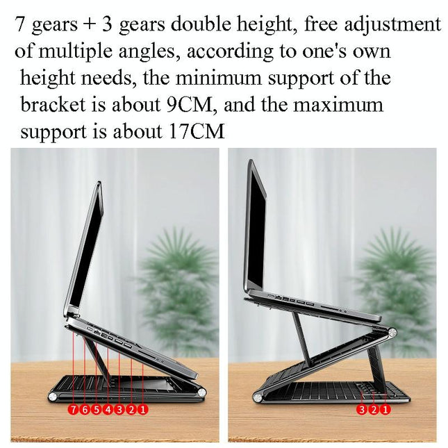 Portable Laptop Stand - Adjustable Height Foldable Heat Dissipation - Elegant Black-1915196830195519491