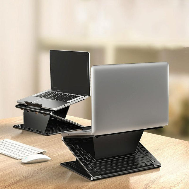 Portable Laptop Stand - Adjustable Height Foldable Heat Dissipation - Elegant Black-1915196830195519494