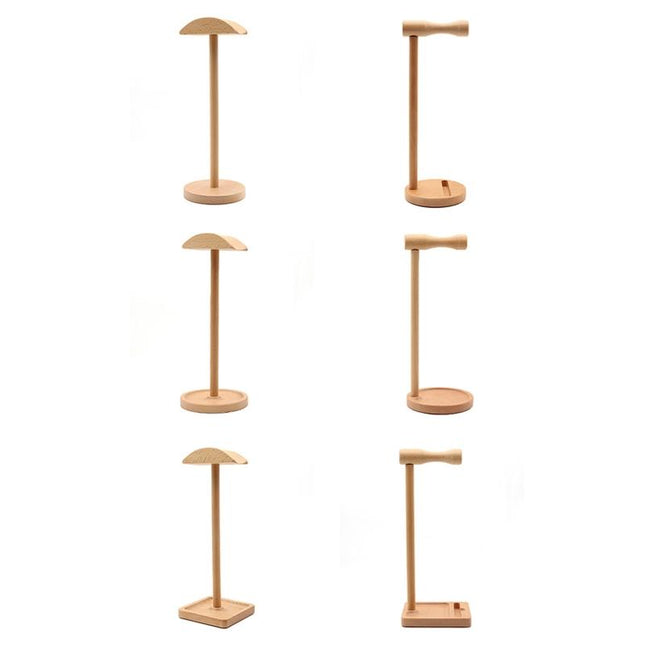 Solid Wood Desktop Headset Display Stand - Elegant Design-1915197796844179457