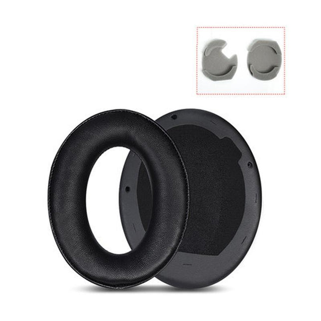 2 Leather Headset Earmuffs For Sony 1000Xm4 - Black Protein Skin No Snap-1915197992323911680