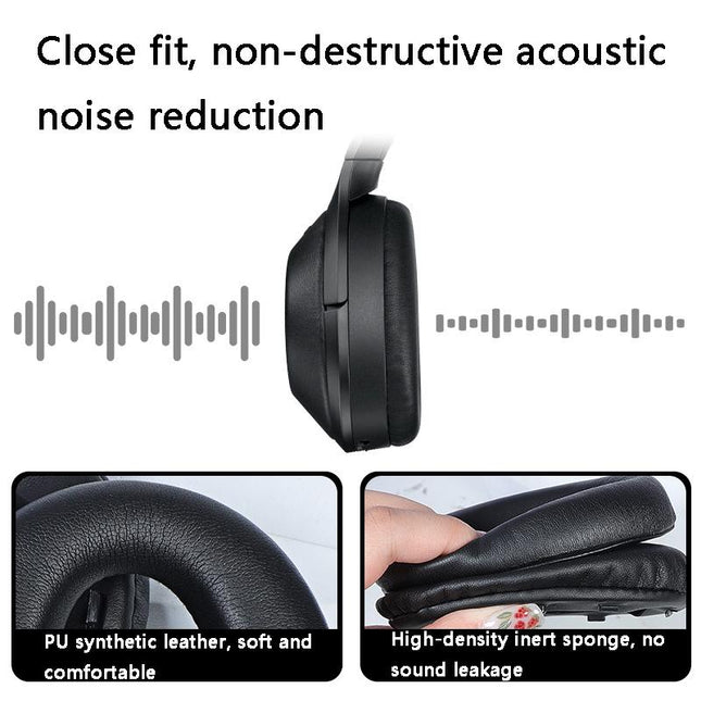 2 Leather Headset Earmuffs For Sony 1000Xm4 - Black Protein Skin No Snap-1915197992323911683