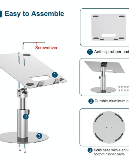Silver 360 Degree Rotating Aluminum Laptop Stand-1915196902115250180