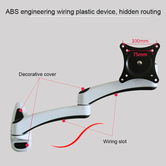 White Dual-Section Telescopic Monitor Stand - Wall-Mounted-1915196926589014019