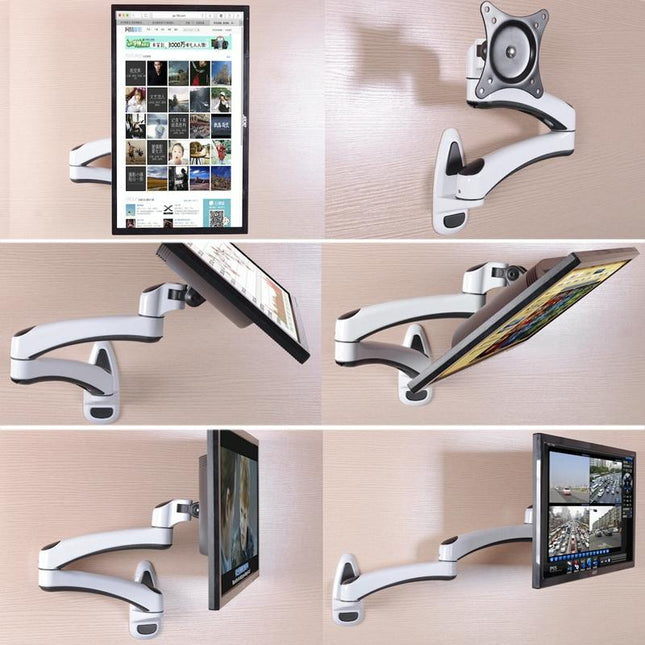 White Dual-Section Telescopic Monitor Stand - Wall-Mounted-1915196926589014022