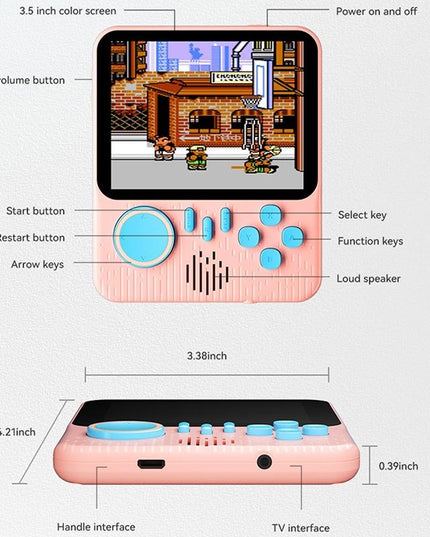 Ultra-Thin Handheld Game Console With 666 Built-In Games - Double Blue 3.5 Inch-1915197952100536322