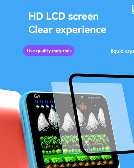 Ultra-Thin Handheld Game Console With 666 Built-In Games - Double Blue 3.5 Inch-1915197952100536324