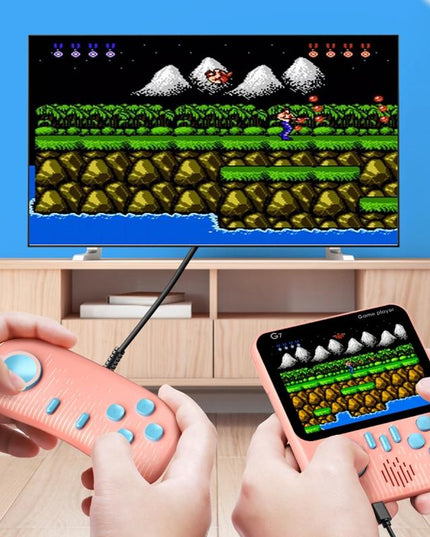 Ultra-Thin Handheld Game Console With 666 Built-In Games - Double Blue 3.5 Inch-1915197952100536326