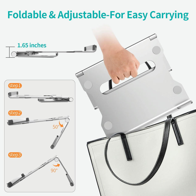 Foldable Laptop Stand - Aluminum Alloy Silver-1915196927427874820