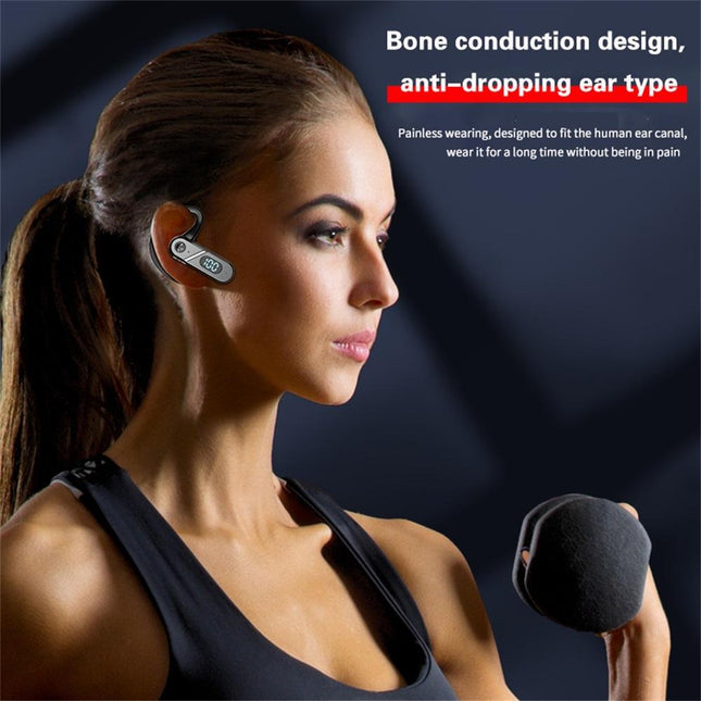 V28 Bluetooth Voice Control Earphone - Black Digital Display Single Ear-1915196931546681350