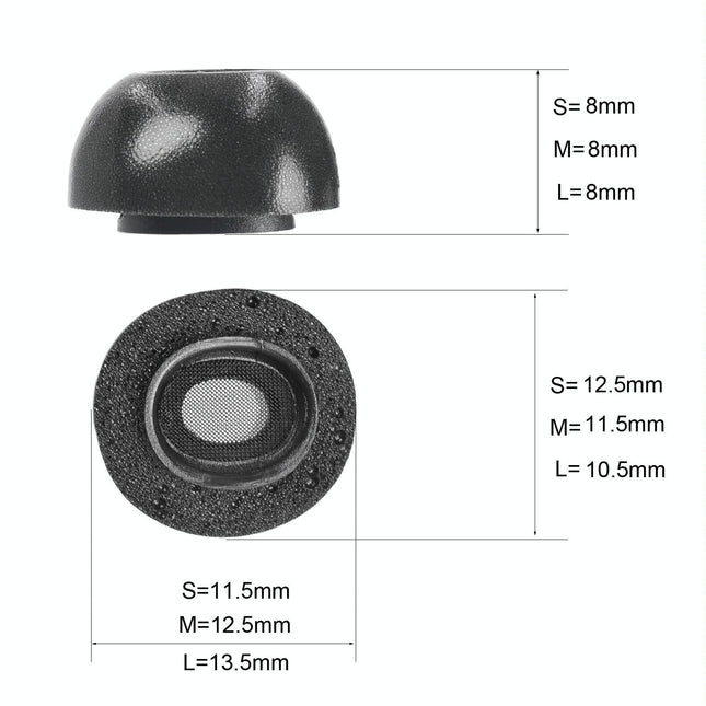 2-Pack Memory Foam Ear Caps For Tws Airpods Pro - Black Medium-1915198114483015682