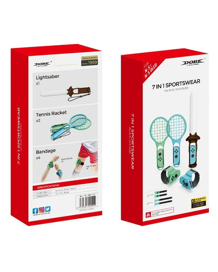 7-In-1 Sports Set For Nintendo Switch Lightsaber Leg Strap Tennis Racket Wrist Strap-1915197586340450309