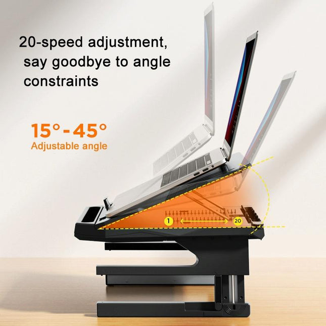 Foldable Aluminum Laptop Stand - Double Layer Heightening Bracket Black-1915196859920551939