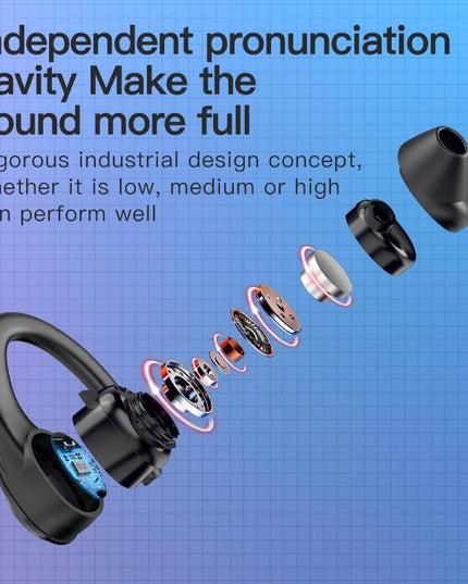 Digital Display Bluetooth Headset With Noise Reduction And Charging Bin - Black-1915197125487104002