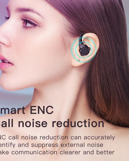 Digital Display Bluetooth Headset With Noise Reduction And Charging Bin - Black-1915197125487104004