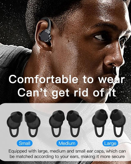 Digital Display Bluetooth Headset With Noise Reduction And Charging Bin - Black-1915197125487104005