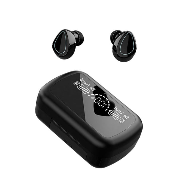 Mini Bluetooth Headset With Charging Bin And Digital Display - Black-1915196876223811590