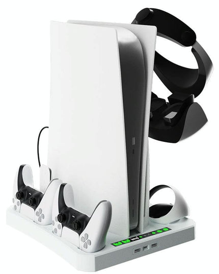 Multifunctional Cooling Base For Ps5 With Vr2 Handle Charging And Disc Storage Stand - White-1915196930066092034