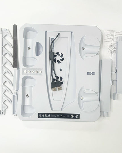 Multifunctional Cooling Base For Ps5 With Vr2 Handle Charging And Disc Storage Stand - White-1915196930066092037