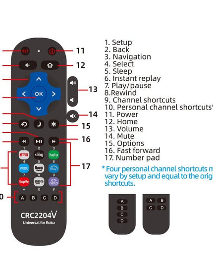 Universal Smart Tv Remote For Roku Lcd - Infrared Control-1922443428818456578