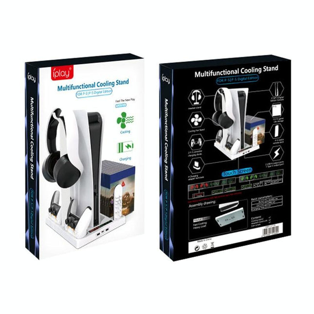 Ps5 Cooling Handle With Charging Base And Disc Storage Rack - White-1915197139391221767