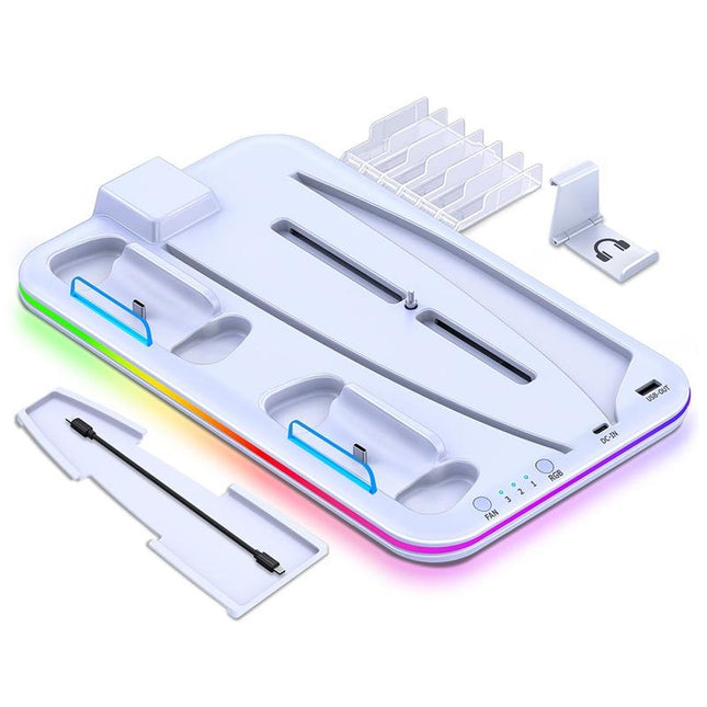 Multi-Functional Cooling Base For Ps5 / Psvr2 Controller With Rgb Lights - White-1915196868254633984