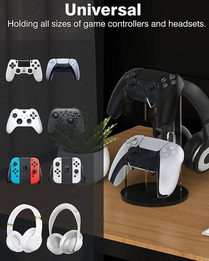Black Acrylic Game Controller Display Stand With Headphone Hanger-1915196829893529601
