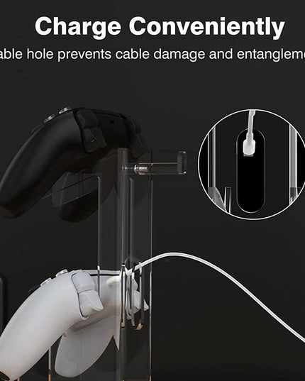 Black Acrylic Game Controller Display Stand With Headphone Hanger-1915196829893529603