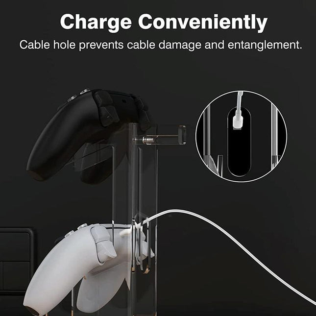 Black Acrylic Game Controller Display Stand With Headphone Hanger-1915196829893529603