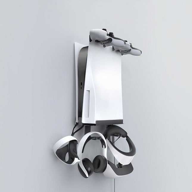 Wall-Mounted Bracket For Ps5 Console With Controller Vr Glasses And Headphone Storage - Black-1915196836906405888