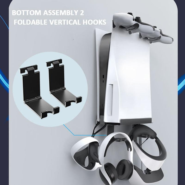 Wall-Mounted Bracket For Ps5 Console With Controller Vr Glasses And Headphone Storage - Black-1915196836906405895