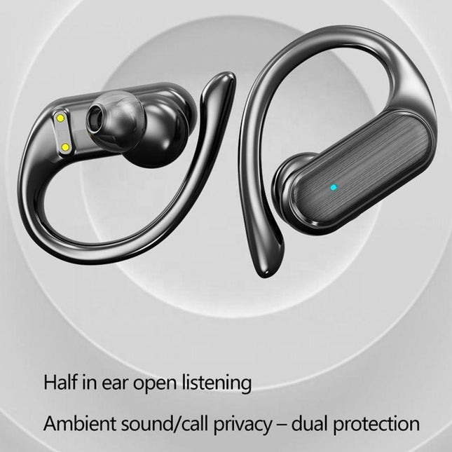 Waterproof Wireless Bluetooth Earphones With Led Display - Black-1915196893315600389
