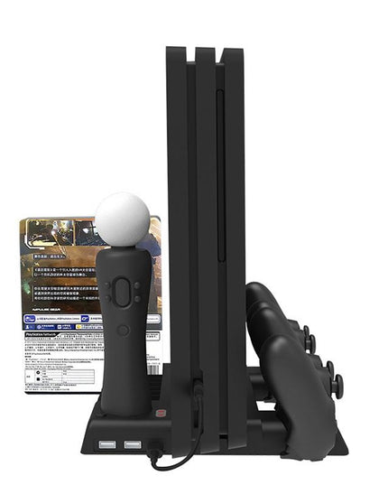 Multi-Function Dual-Seat Cooling Base For Ps4 / Ps4 Pro / Ps4 Slim With Charging And Storage - Black-1915196928237375488