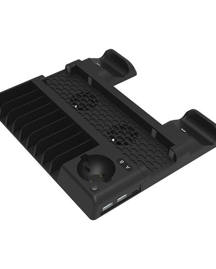 Multi-Function Dual-Seat Cooling Base For Ps4 / Ps4 Pro / Ps4 Slim With Charging And Storage - Black-1915196928237375489