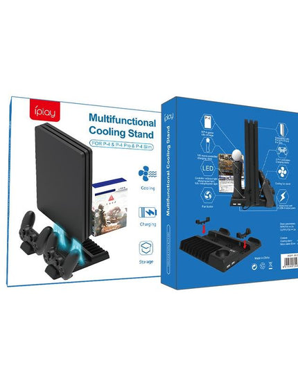 Multi-Function Dual-Seat Cooling Base For Ps4 / Ps4 Pro / Ps4 Slim With Charging And Storage - Black-1915196928237375490