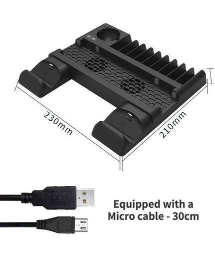 Multi-Function Dual-Seat Cooling Base For Ps4 / Ps4 Pro / Ps4 Slim With Charging And Storage - Black-1915196928237375491
