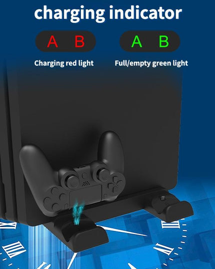 Multi-Function Dual-Seat Cooling Base For Ps4 / Ps4 Pro / Ps4 Slim With Charging And Storage - Black-1915196928237375496