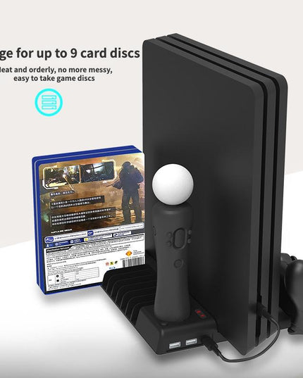 Multi-Function Dual-Seat Cooling Base For Ps4 / Ps4 Pro / Ps4 Slim With Charging And Storage - Black-1915196928237375497