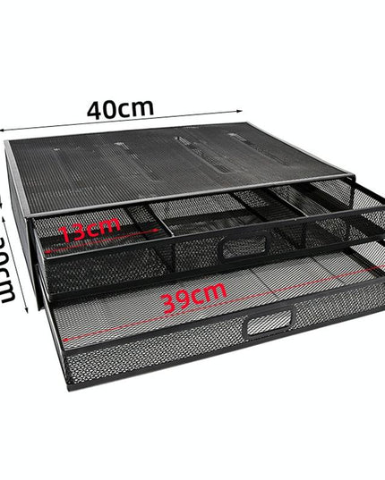 Double Iron Desktop Stand With Drawer For Height Increase And Storage - Black-1915196862160310274