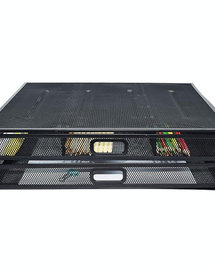 Double Iron Desktop Stand With Drawer For Height Increase And Storage - Black-1915196862160310275