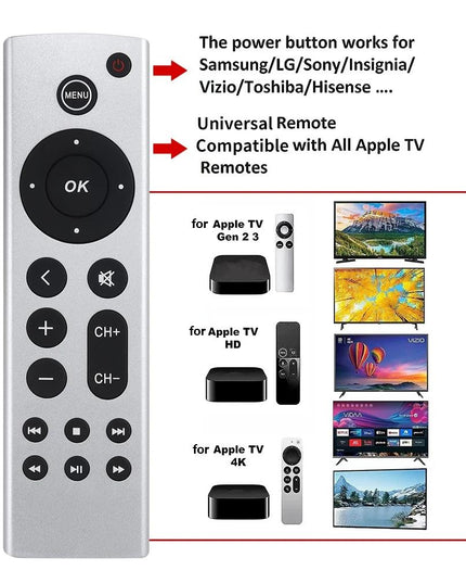 Silver Apple Tv Remote Control For 4K / Hd Without Voice-1922443393837961220