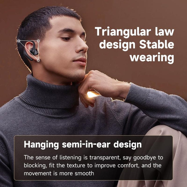 Wireless Half In-Ear Sports Earphones - Black-1915196694010662919