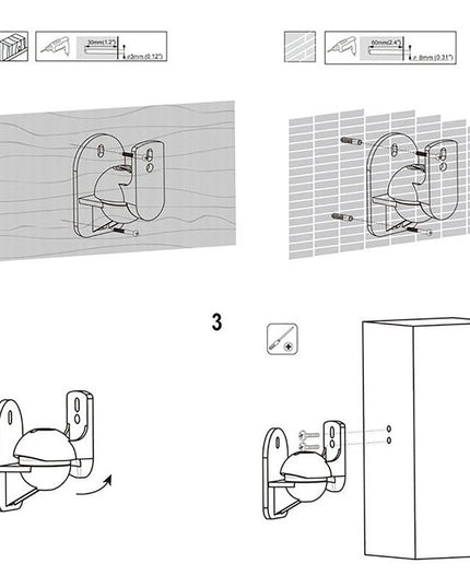 Rotatable 45 Degree Speaker Wall Mount Brackets For Surround Sound - Pair-1915198046505930757