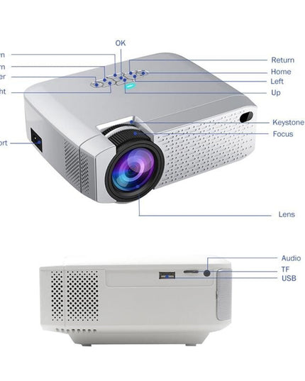 Portable Home Theater Projector - 1600 Lumens Hd Silver-1915196597466173444