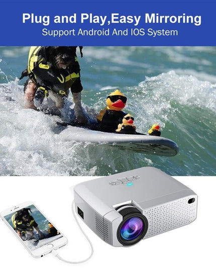 Portable Home Theater Projector - 1600 Lumens Hd Silver-1915196597466173448