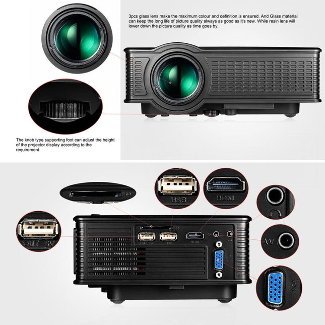 1800 Lumens Home Theater Projector With Remote - Supports Av Usb Vga Hdmi - Black-1915196502574239748