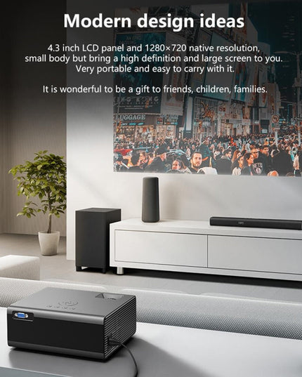 2200 Lumens Mini Led Projector For Home Theater - Hdmi / Av / Vga / Usb - Silver-1915196594010066945