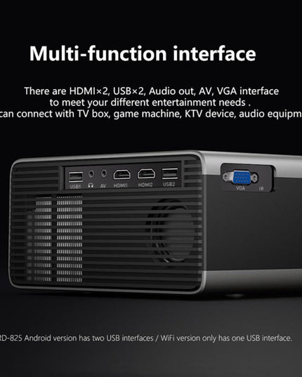 2200 Lumens Mini Led Projector For Home Theater - Hdmi / Av / Vga / Usb - Silver-1915196594010066948
