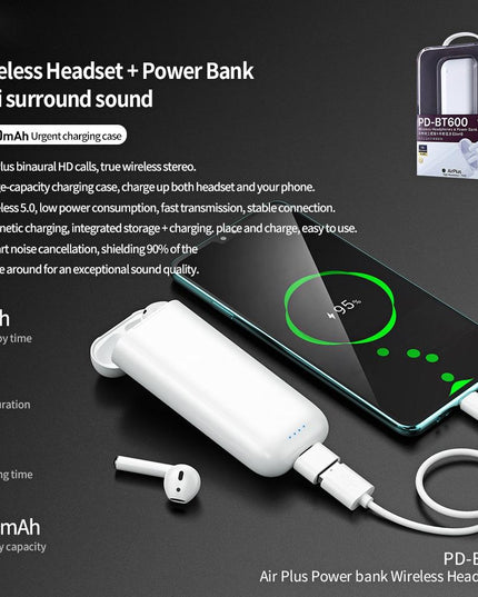 Wireless Bluetooth Earphone With Power Bank - Pd-Bt600 Air Plus-1915196859777945603