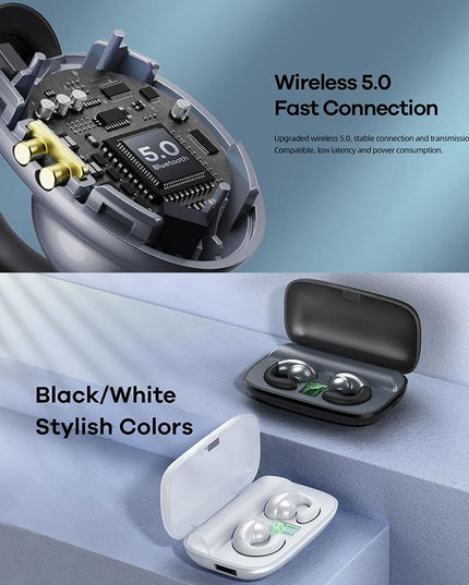 Wireless Stereo Bluetooth Earphones - Clip Style White-1915196955068338180