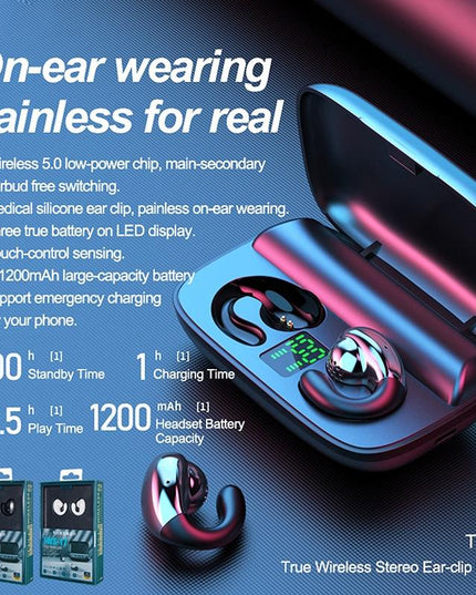 Wireless Stereo Bluetooth Earphones - Clip Style White-1915196955068338181